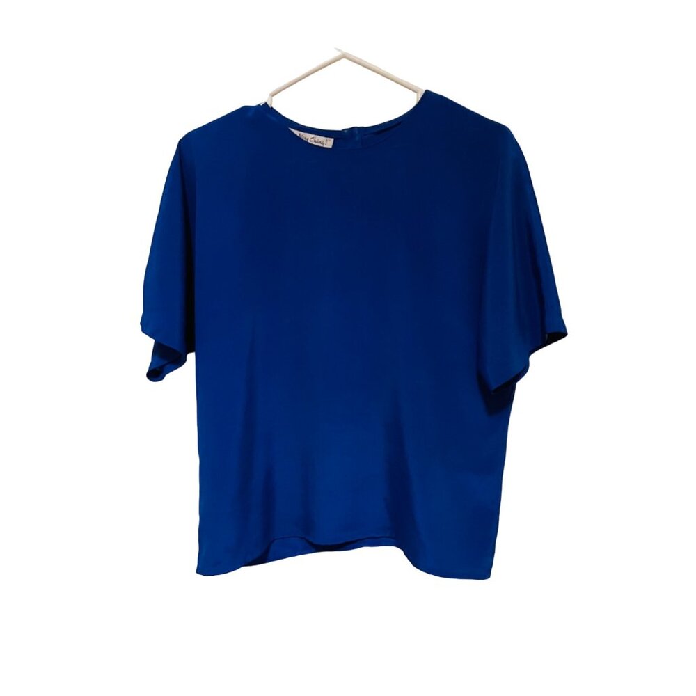 The Very thing Womens Blue Polyester Blouse Button-Back Size‎ S Made In Cambodia